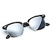 WearMe Pro - Semi Rimless Style Sunglasses Retro Mirror Lens Sunglasses (Black/Mirrored Silver, 48)