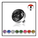 Surgical Steel Internally Threaded Glitter Dome Dermal Top - 14GA (4mm Ball) (Sold Ind.)