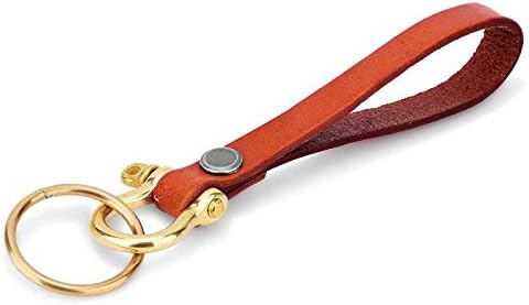 MZP Creative hand brass keychain cowhide rope male and female car key ring horseshoe buckle buckle pendant birthday gift , coffee