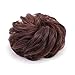 Violet 100% Human Hair Wavy Bun Scrunchie Dark Brown Curly Messy Donut Chignons Hair Piece For Women Updo Ponytail Human Hair Extension(Dark Brown)