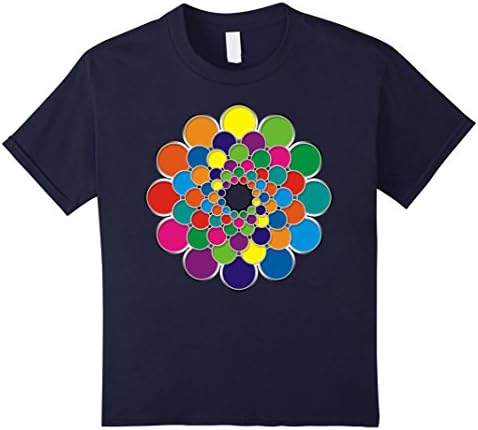 unisex-child Colorfully Flower Power Dots Circle Mandala T-Shirt 6 Navy
