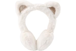 Peecabe Winter Kids Earmuffs Warm Girl Ear Muffs For Toddler Kid Children Earmuff with Cat Ears Girls Ear Warmer (White)