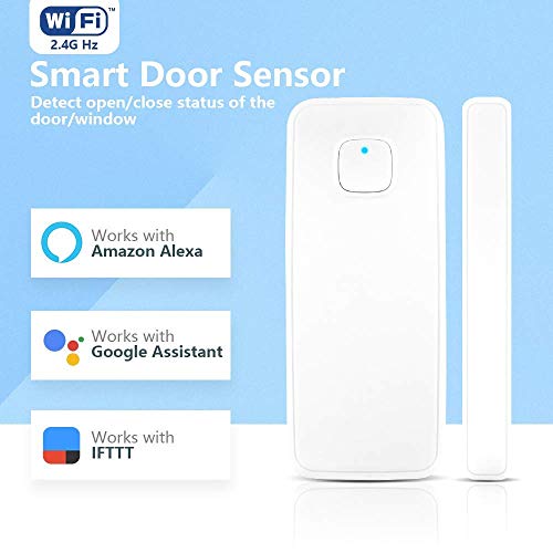 NPL Smart WiFi Door Sensor Garden Window Security Magnet Sensor with Easy App for Home Garage Farm Office Compatible with IFTTT, White