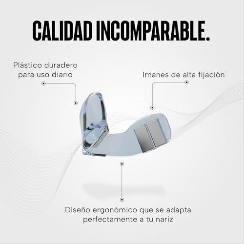 Sleep Ritual Tira Nasal Magnética Reutilizable. Dilatador Nasal para Dormir, Respirar Mejor y Deporte. Anti Ronquidos. Nasal Strips. Incluye 4 Tiras, 60 Adhesivos de Repuesto y Aplicador