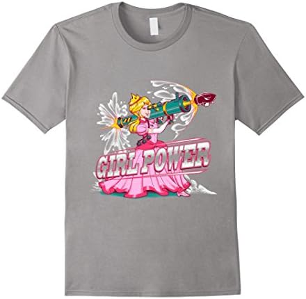 Mens Girl Power Princess Bazooka Tshirt Feminist Large Slate