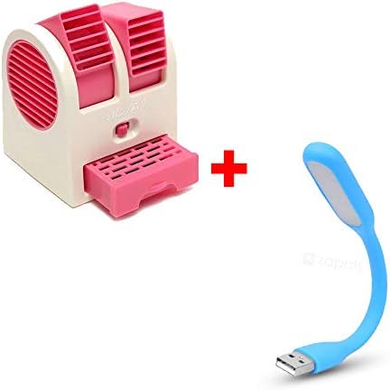 AK Group Mini Fan USB and Battery Powered Mini Portable Dual Blower Desk Table Air Cooler Fan Portable Dual Bladeless