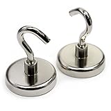 2 Pieces of 110 Pound Holding Power Each Magnetic Hooks - the Strongest Magnetic Hooks Available - CMS Magnetics Silver Color - Buy Now and Have your Job Done