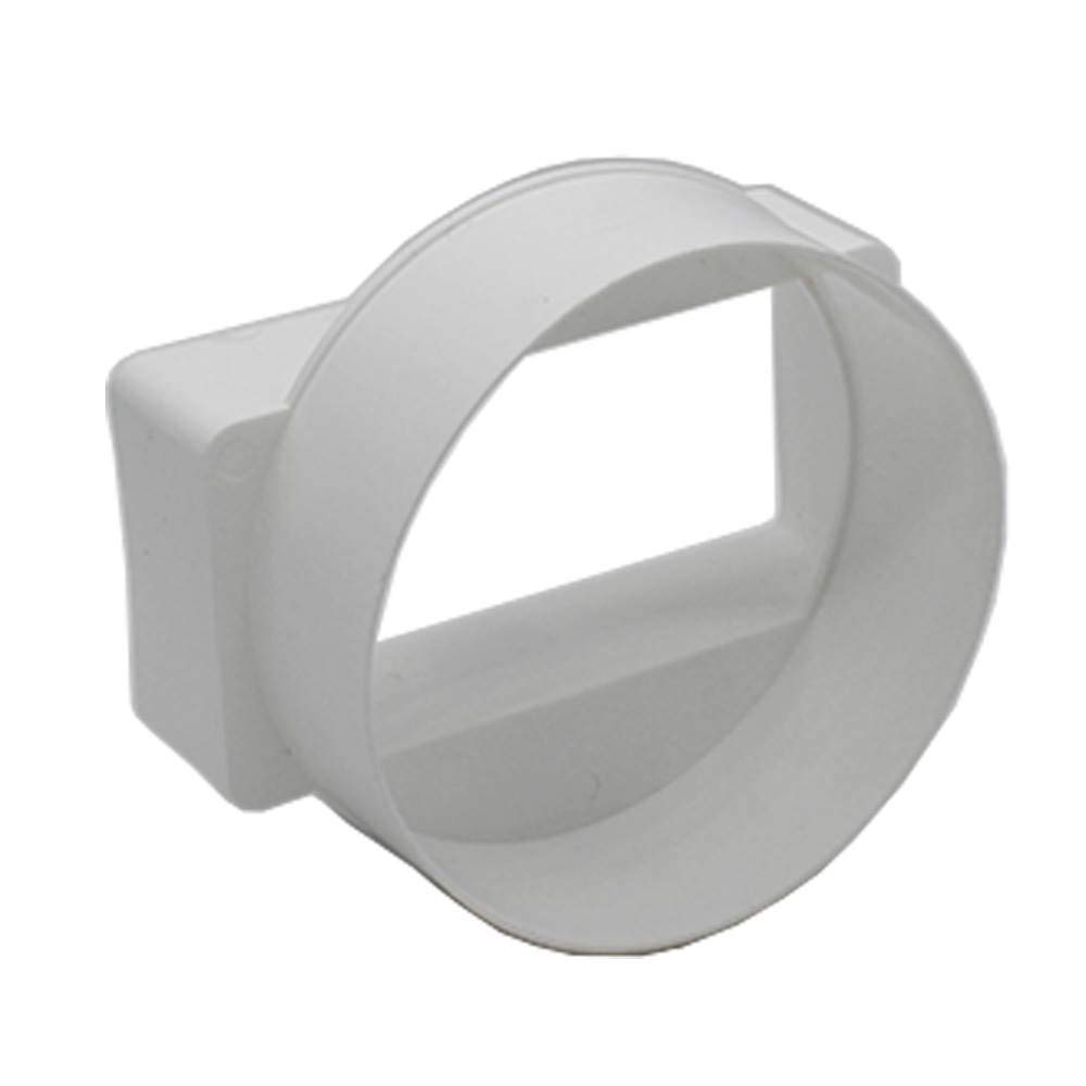 Kair Ducting Adaptor 110mm x 54mm to 100mm - 4 inch Rectangular to Round Straight Channel Connector for Converting to Different Size Duct Systems - Female