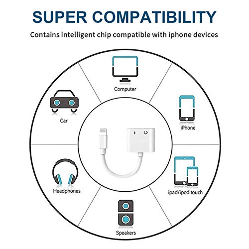 for iPhone Adapter to 3.5 mm Headphone Jack Adapter Audio and Charge Adapter for iPhone 7/8Plus/XR/X/XS Earphones Adapter Jack Splitter Dual for Adapter Aux Charging Cable Connector iOS 12 - Thumbnail 5