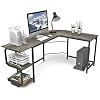 Teraves Reversible L Shaped Desk with Shelves Round Corner Computer Desk Gaming Table Workstation for Home Office