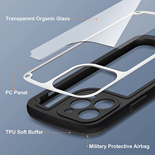 UMUTOO Protective iPhone 13 Pro Max Case [Military Grade Drop Protection] Slim Fit Translucent Back Clear Shockproof Case for iPhone 13 Pro Max 6.7