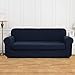 CHUN YI 2-Piece Stretch Polyester and Spandex Rhombus Jacquard Sofa Slipcovers Durable Soft Sofa Covers High Elastic Couch Cover Easy Fitted 3 Seats Couch Slipcover (Sofa, Dark Blue)
