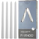 White Taper Candles - Set of 14 Dripless Candles - 10 inch Tall, 3/4 inch Thick - 7.5 Hour Clean Burning