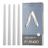 White Taper Candles - Set of 14 Dripless Candles - 10 inch Tall, 3/4 inch Thick - 7.5 hour Clean Burning