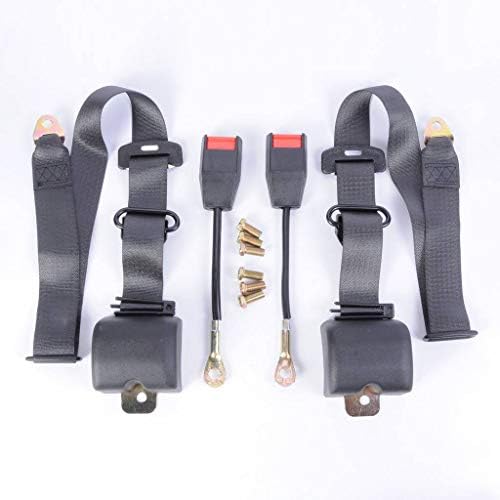 SanguineSunny Car New Black Three-point Pair Seatbelt Seat Safety Belt Buckle Lock Pad Set Kit Adjustable
