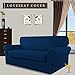 Easy-Going 2 Pieces Microfiber Stretch Sofa Slipcover – Spandex Soft Fitted Sofa Couch Cover, Washable Furniture Protector with Elastic Bottom Kids, Pet (Loveseat, Navy