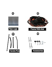 CASTOOL 48''Ultra Silencioso Fitness Mini octogon plegable cama elástica con mango ajustable, banda elástica segura - interior Fitness Home Workout Cardio entrenamiento para adultos