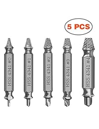 Juego de extractor de tornillo dañado, Juego de extractor de tornillo pelado de 5 piezas para extractor de perno roto, Juego de removedor de tornillo para extractor de tornillo HSS de uso múltiple (63 65HRC)