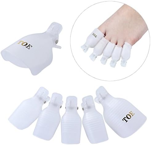 Martians 10pcs Wearable Toenail Soaker Clip Caps UV Gel Polish Remover Clamp Manicure Easy Remove Lacquer Tips Wrap Tool White