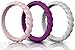 Made for Her Stackable Silicone Wedding Ring for Gym Sports Outdoor Women - Thin & Durable Pack of 3