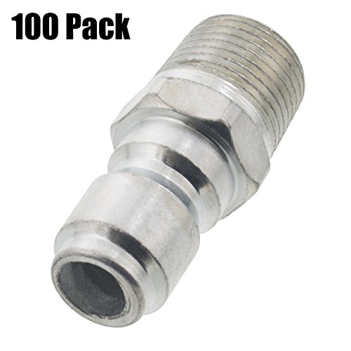Erie Tools 100 Pressure Washer 3/8 Male NPT to Quick Connect Plug Zinc Plated Coupler, High Temp, 4000 PSI, 10.5 GPM
