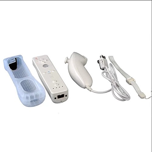 JahyShow-White-Remote-Controller-And-Nunchuck-for-Nintendo-Wii-Wii-U-and-Mini-Wii-Case-Skin-White