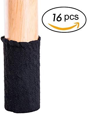 16 pcs Chair Leg Socks Knitted Furniture Socks - Chair,Floor Protectors for avoid scratches - Furniture Pads for Moving Easily and Reduce Noise ( Black-Pineapple Shaped Stripe Design)