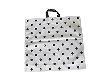 Tragetaschen LDPE Plastiktüten Funny 50 x 45 + 5 cm Schlaufentasche Einkaufstüten Beutel Shopper weiß Punkte schwarz (50 Stüc