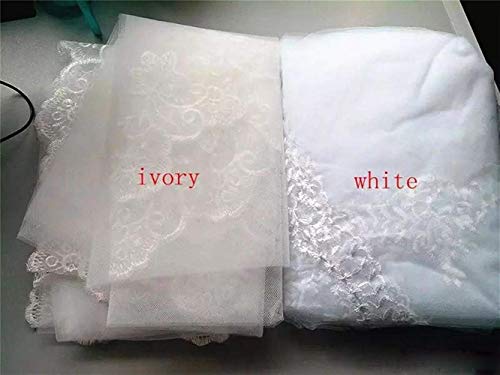 Fenghuavip Cathedral Veils for Brides Wedding 5 Meters 2T Lace Appliques Blusher Veil with Comb (ivory, 4 M)