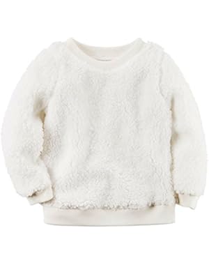 Girl's L/S Ivory Sherpa Pullover With Ribbed Neck, Cuffs & Waistband (3M)