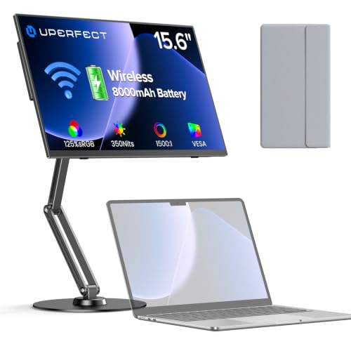 UPERFECT Kabelloser Portable Monitor Akku mit Magnet Halterung