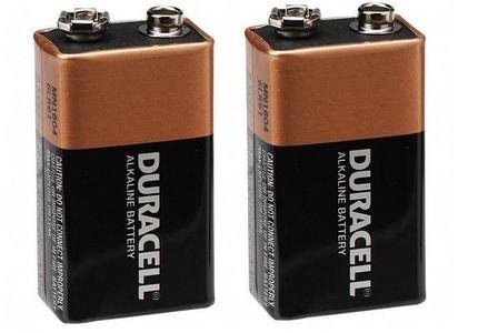 Duracell alkaline 9v battery pack of 2 mn1604