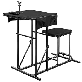 X-Stand portable shooting bench with seat and gear pockets