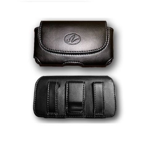 Wonderfly Leather Horizontal Holster for Flip Phones & Smartphones Up to 4.25x2.25x0.85" - Belt Clip Case