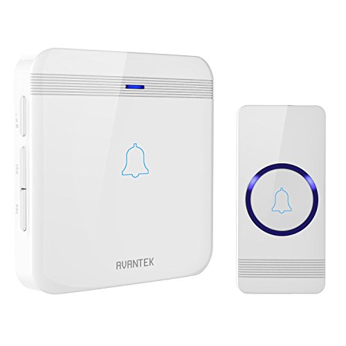 Wireless Doorbell, AVANTEK Waterproof Chime Kit Operating at Over 1,300 Feet with 52 Melodies, 5 Volume Levels & LED Flash