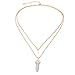 Genuiskids Jewelry Gemstone Rock Natural Crystal Quartz Healing Point Chakra Stone Gold-Plated Choker Pendant Necklace (White)