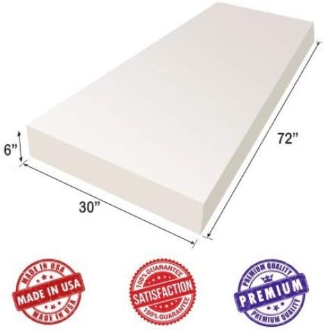 Upholstery Foam Cushion Sheet - 6"x30"x72" Medium Density Support-Premium Luxury Quality- Good for Sofa Cushion, Mattresses, Wheelchair etc by Dream Solutions USA