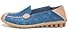 Labato Style Women's Floral Print Breathable Soft Leather Slip Resistant Walking Loafer Flats (Blue, 8 B(M) US)
