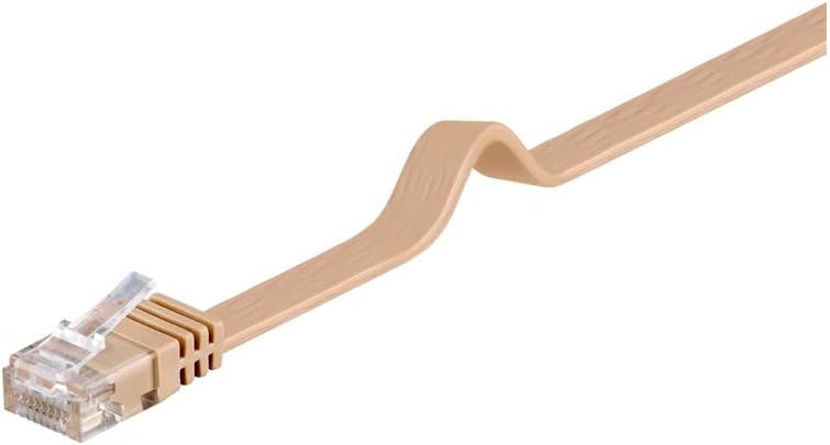 Goobay 95881 CAT 6 Flat-Patch Cable, U/UTP, Light Brown, 10 m Length