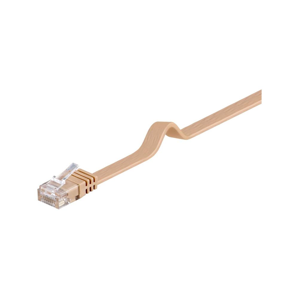Goobay 95884 CAT 6 Flat-Patch Cable, U/UTP, Light Brown, 2 m Length