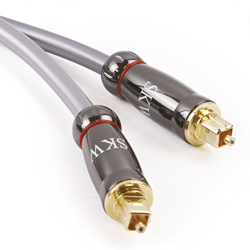 SKW Optical Digital Audio Cable Home Theater Fiber Optic Toslink Male to Male Gold Plated Optical Cables Best For Playstation & Xbox - PRO Series-3 Feet