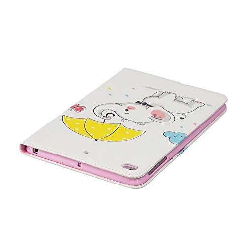 iPad Mini 3 Mini 4 Case,LittleMax(TM) Slim Fit Folio Stand Synthetic Leather Protective Cover [Card Slots] for Apple iPad Mini 1/2/3/4 7.9 inch [One Free Stylus] -# Yellow Umbrella Elephant - Thumbnail 6