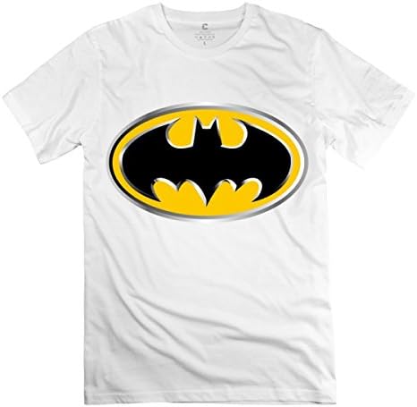 Yellow Batman Logo White T-shirt For Men XL