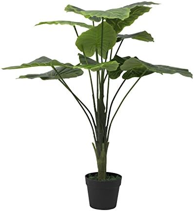 Artificial plant- fake silk palm Potted plant 2ft ,Set of 2 Artificial Taro Tree with Bendable, Adjustable Branches - Decorative Fake Greenery Trees in Pots for Home, Restaurant &amp; Office Decor
