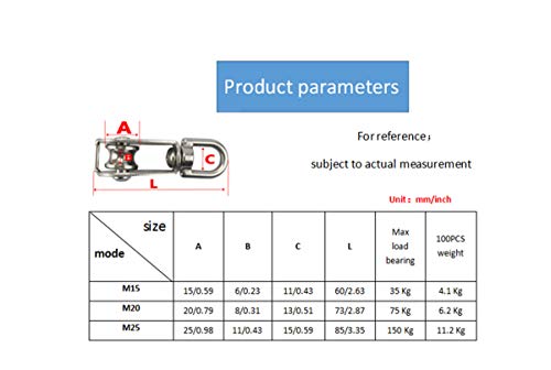Nxtop Stainless Steel Wire Rope Crane Pulley Block M20 Lifting Crane Swivel Hook Single Pulley Block Hanging Wire Towing Wheel 6Pcs