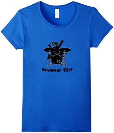 Drummer Girl T-shirt Girl with Drum Set Shirt - Female Medium - Royal Blue