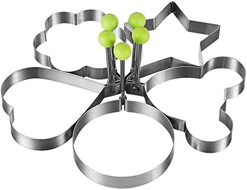 5-Shape Fried Egg Rings Non Stick Stainless Steel Pancake Mold Cooking Tools for Making Cakes, Meatloaf, Biscuits and Other Delicious Food