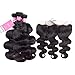 ISEE Hair 8A Peruvian Remy Virgin Hair Body Wave Human Hair with 13x4 Frontal Peruvian Body Wave Hair Lace Frontal Closure with Bundles(202224+18frontal, Natural Black Color)