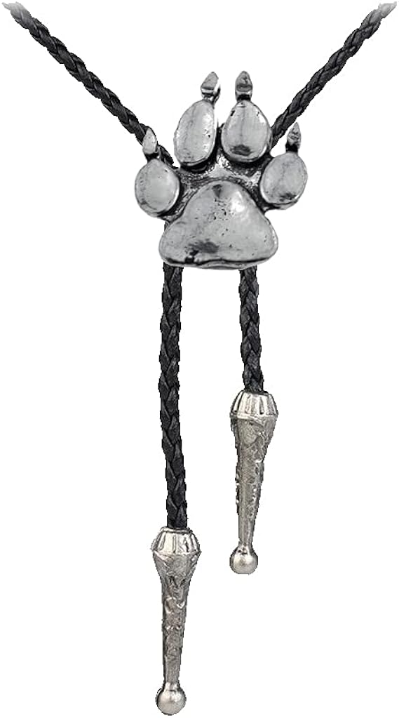 Diseño de peltre con estampado de huellas A67 en una corbata Bolo