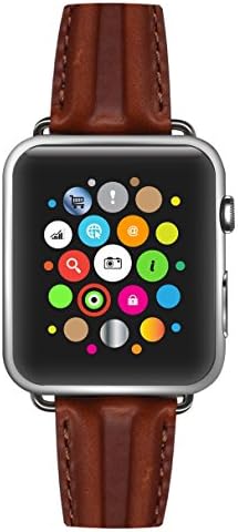Apple Watch Band 42mm - Brown Padded Leather Replacement Strap - No Assembly Required